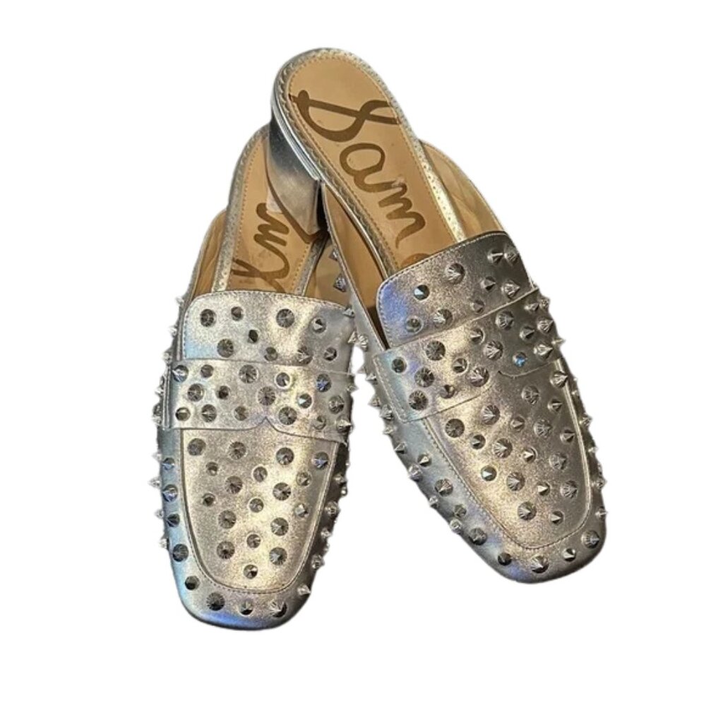 Sam Edelman Silver Studded Augustus Slip-Ons NWT size 8